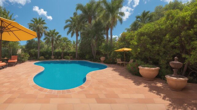 A Picture Of A Delightfully Whimsical Pool With A Lounge Area