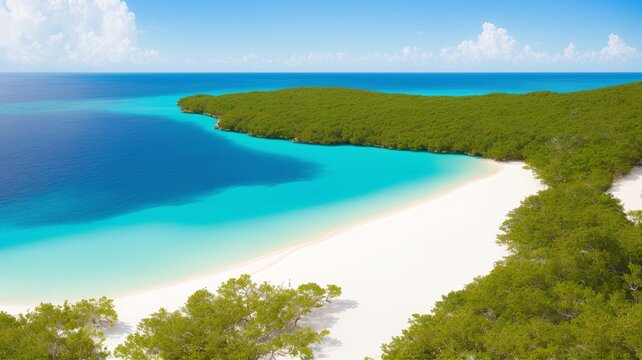 A Picture Of A Breathtakingly Immersive Beach With A White Sand Beach