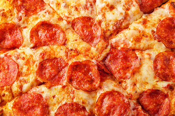Pepperoni pizza with mozzarella cheese and tomato sauce