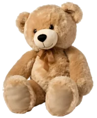 Fotobehang Very cute, teddy bear with a bow. Isolated on a transparent background. KI. © Honey Bear