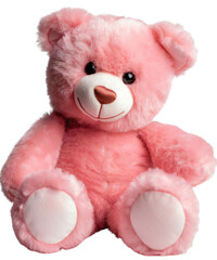 Cute, kind, plush, pink bear. Isolated on a transparent background. KI.