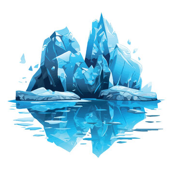 Iceberg floating in the endless sea, vector image, EPS icon