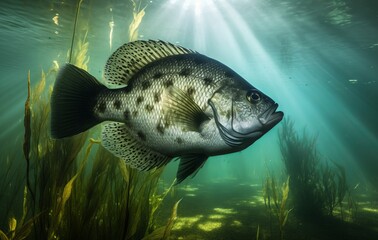 Black Crappie Summer Lake created with Generative AI Technology, ai, generative