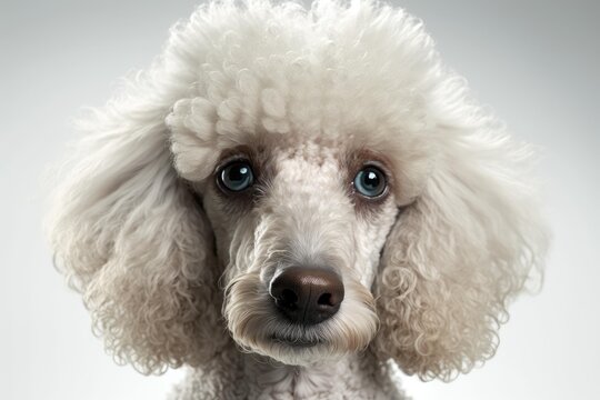 Close Up Of Poodle Dog White Background. Generative AI AIG16.