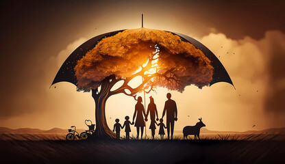 Family protection concept. Save the family. Banner. family protection. Generative AI