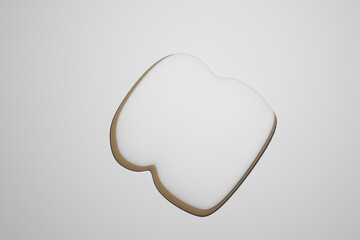 white heart on a white background, bread roll, sweet, bun, cartoon, 3D, illustration