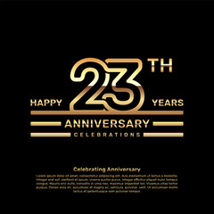 23 year anniversary logo design with double line concept, logo vector template