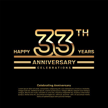 33 Year Anniversary Logo Design With Double Line Concept, Logo Vector Template