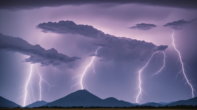 A Picture Of A Serenely Tranquilous Scene Of Lightning And Clouds