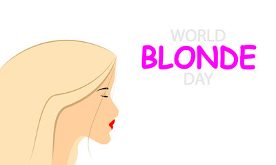 Blonde day world beautiful girl, vector art illustration.