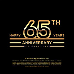 65 year anniversary logo design with double line concept, logo vector template