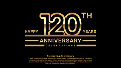 120 year anniversary logo design with double line concept, logo vector template