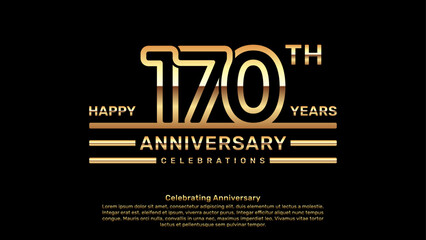 170 year anniversary logo design with double line concept, logo vector template