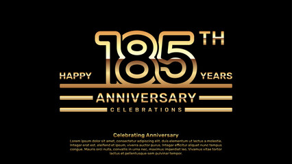 185 year anniversary logo design with double line concept, logo vector template