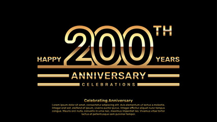 200 year anniversary logo design with double line concept, logo vector template