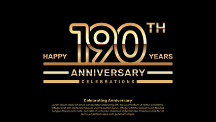 190 year anniversary logo design with double line concept, logo vector template