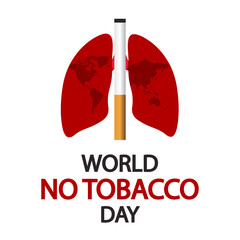 Tobacco no world day lungs and cigarette, vector art illustration.