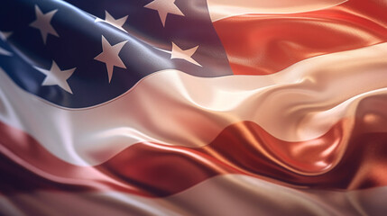 Fototapeta premium Molded American Flag Concept with Glossy Polymer Texture - Patriotic Background for Flag Day, Veterans Day, Fourth of July, Memorial Day or Politics - Generative AI