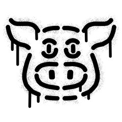 Pig head icon stencil graffiti with black spray paint © anakcikal978