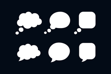 Vector speech bubble set. White cloud speech, dialog, think bubbles for comic, book, poster, illustration, etc.