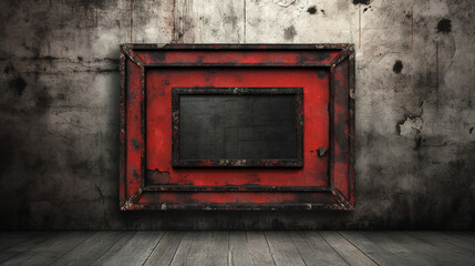 Obraz na płótnie Canvas industrial vintage frame in red and black. Generative AI