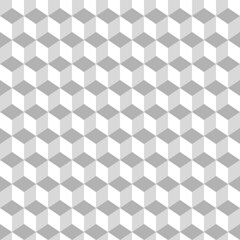 Repeated color cubes background. Geometric shapes wallpaper. Seamless surface pattern design with polygons. Cubic motif. Digital paper with dices for page fills, web designing, textile print. Vector.