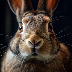 Close-up Portrait of a Charming Flemish Giant Bunny