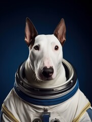 Photo Portrait of a Male Jack Russel Dog Posing as an Astronaut. Generative AI