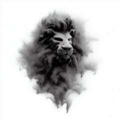 Roaring Smoke: Lion Illustration with Smoky Accents, Generative AI