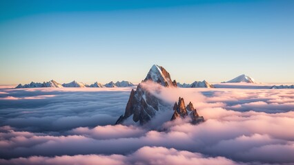 A Picture Of A Captivatingly Energetic Mountain Peak Rises Above The Clouds