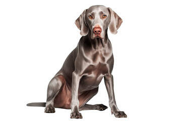 Weimaraner dog on transparent background. Generative AI.