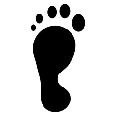 Black human footprint. Vector illustration isolated on white background.