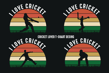 Cricket lover Vintage T-Shart  Desgine