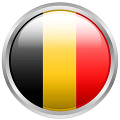 Round glass button framed in silver of the flag of Germany