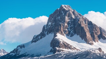A Picture Of A Strikingly Candid Mountain With A Few Clouds