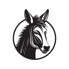 Donkey vector logo - black and white . Abstract drawing Vector illustration