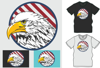 American eagle vectors.American Eagle head with circle American flag vector art for 4th July Indepen