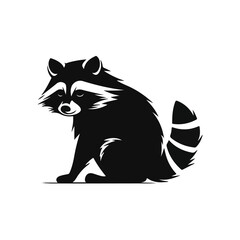 Fototapeta na wymiar black racoon vector logo - black and white . Abstract drawing Vector illustration