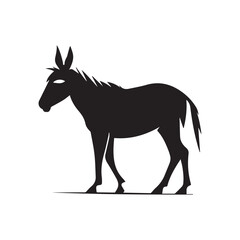 Donkey vector logo - black and white . Abstract drawing Vector illustration