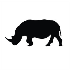 rhino silhouette isolated on white