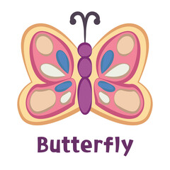 Vector colorful butterfly cartoon illustration. 