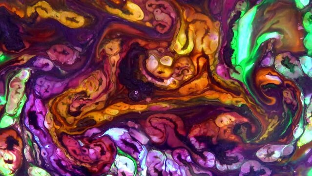 Abstract Organic Vortex Endless Surreal Hypnotizing in Detailed Surface Colorful Paint Texture Spreads