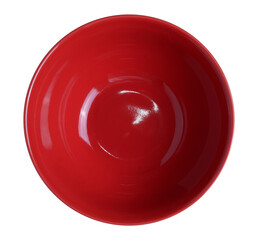 Top view red empty bowl isolated on white background on transparent.