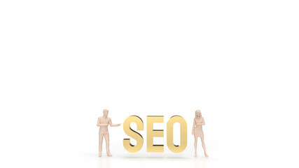 The figure and gold text seo on white background  3d rendering