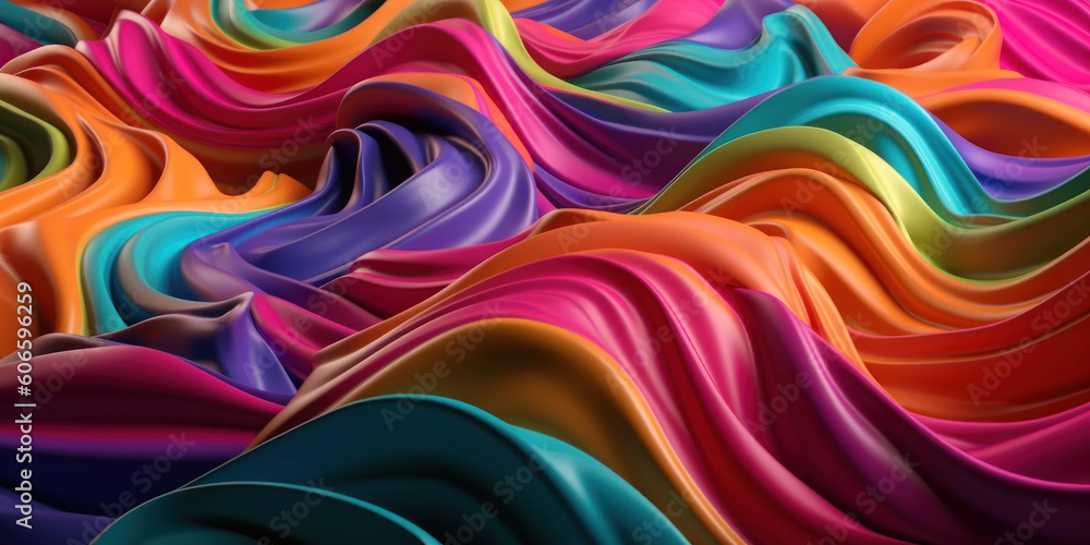 Poster abstract modern spectrum multicolored texture, wallpaper with wavy layers and ruffles. ai generative