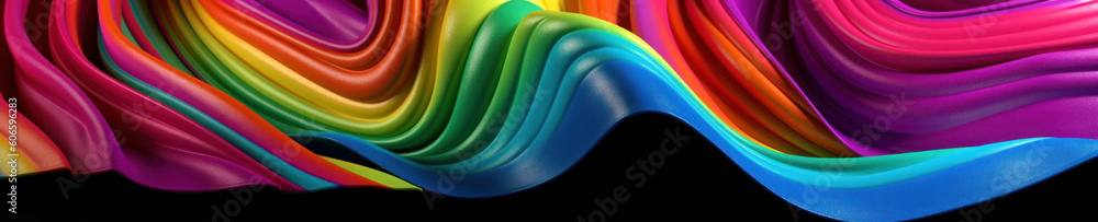 Poster rainbow spectrum wavy smooth lines abstract pattern design. ai generative illustration.