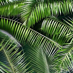 1173 Tropical Palm Leaves: A vibrant and tropical background featuring lush palm leaves in tropical shades of green, creating a tropical paradise atmosphere1, Generative AI