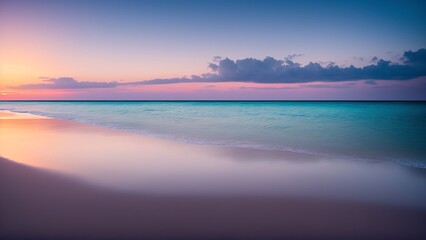 Fototapeta premium A Digital Image Illustrating A Beautifully Symmetrical Beach Scene At Sunset