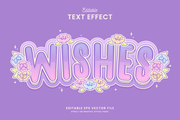 Fototapeta na wymiar decorative editable wishes text effect vector design