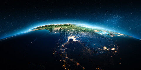 South-East Asia at night
